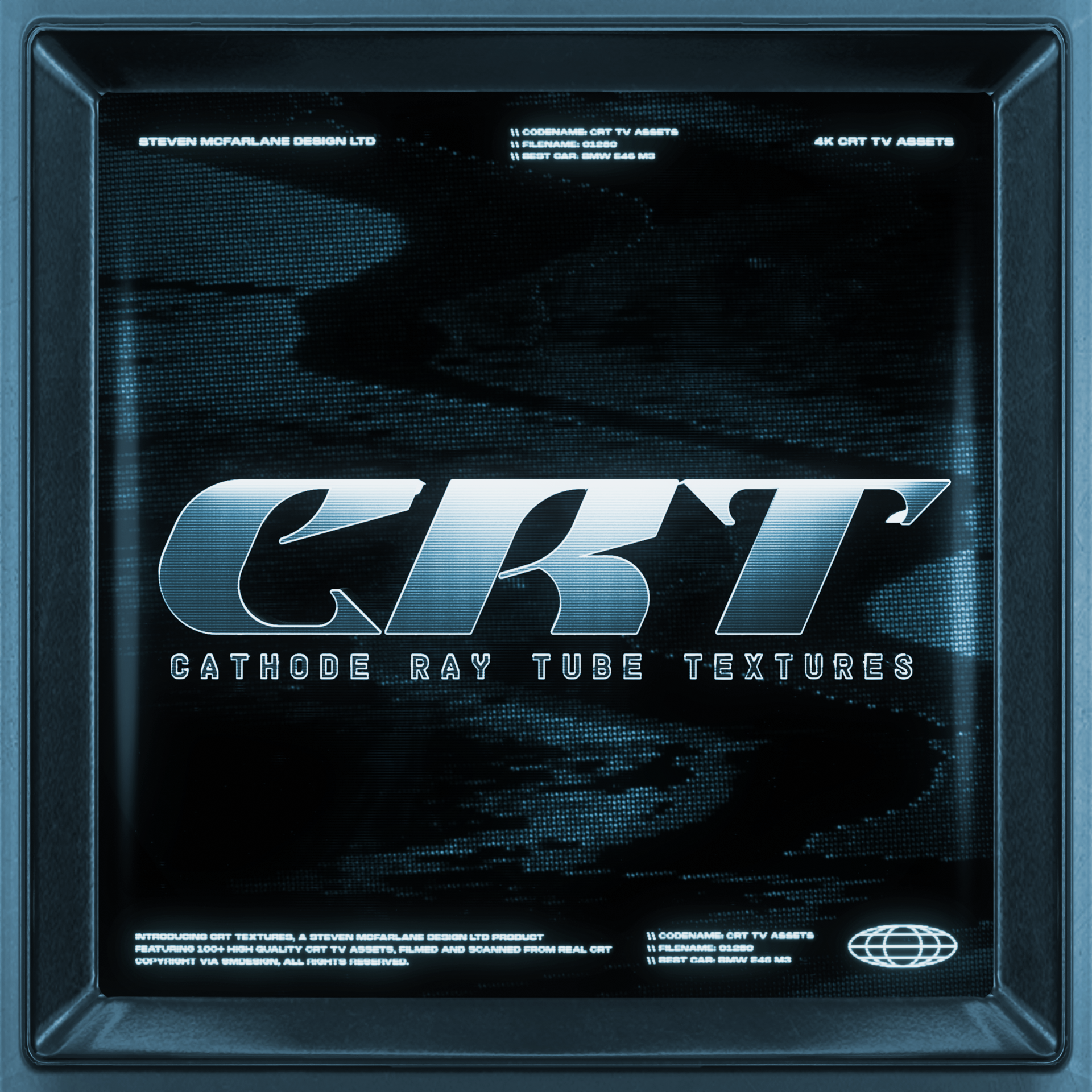 Thumbnail for  'CRT Cathode Ray Tube Textures' with metallic text on a dark background