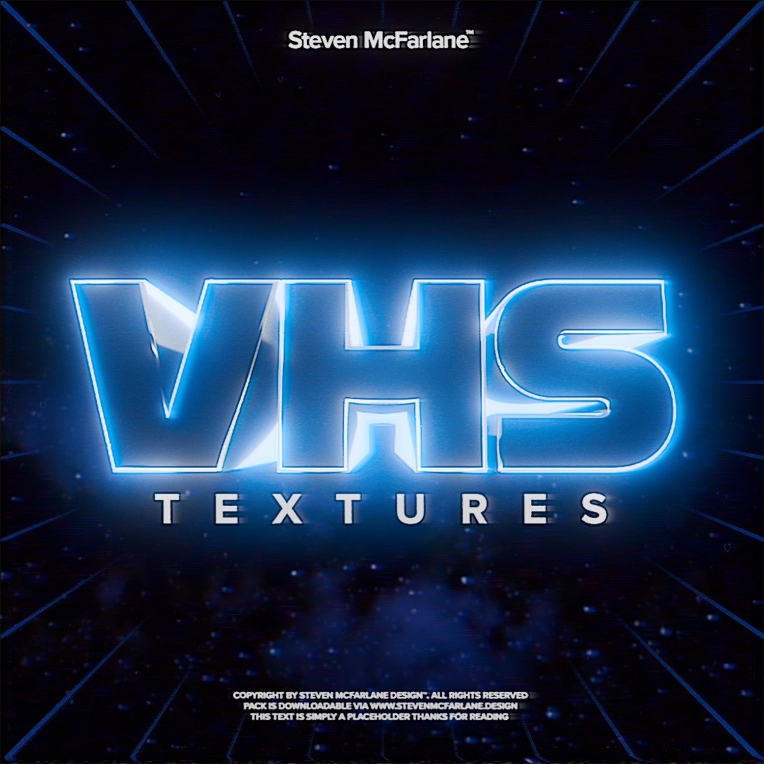 VHS Textures logo with 'Steven McFarlane' branding on a dark background